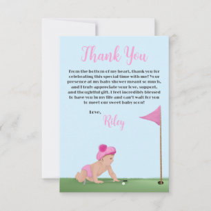 Målning av golfbabyflicka Söt caddy-babyshower Tack Kort