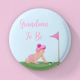 Målning av golfbabyflicka söt caddy stor syster knapp