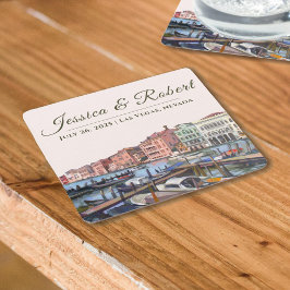 Målning av Grand Canal, Venedig, Italien Underlägg Papper Kvadrat
