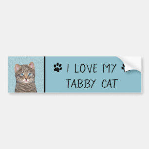 Målning av Grått Tabby katt - Cute Original Cat  Bildekal