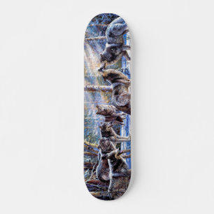 Målning av Grått-Vargar Mini Skateboard Bräda 18,5 Cm