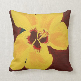 Målning av Gult Hawaiian Hibiscus Pillow Kudde