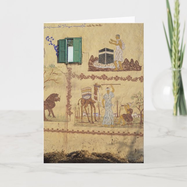 Målning av Hajj eller Umra på byväggen Kort (Framsida)