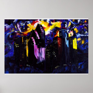 Målning av Houston Skyline Poster
