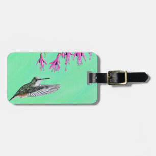 Målning av Hummingbird och Fuchsia Bagagebricka
