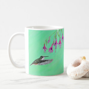 Målning av Hummingbird och Fuchsia Kaffemugg