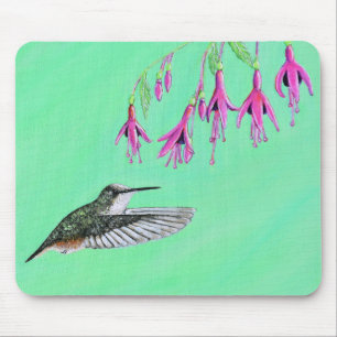 Målning av Hummingbird och Fuchsia Musmatta