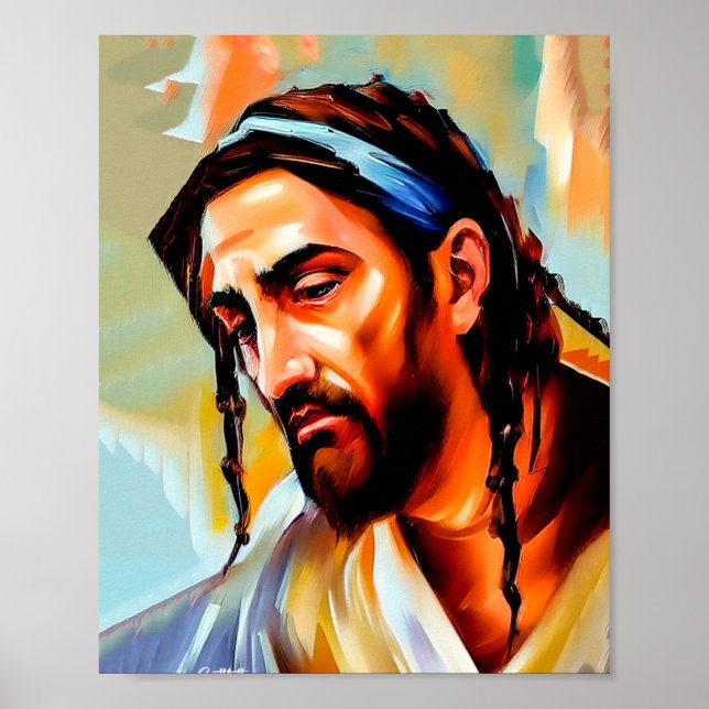 Målning av Jesus Kristus Christian Art Poster (Framsidan)