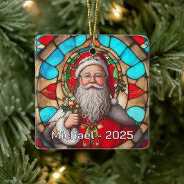 Målning av jultomten i glasmålning julgransprydnad keramik