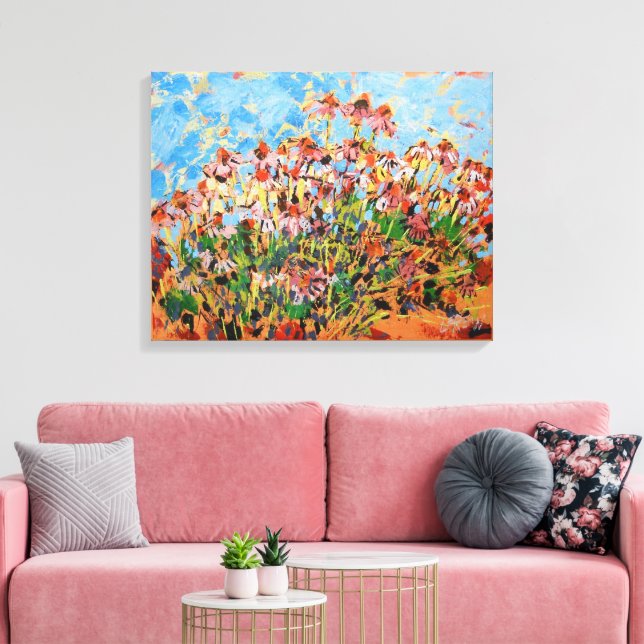Målning av kägelblommor / Konstnär Larry Lerew Canvastryck (Insitu (Vardagsrum))