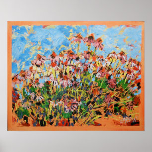 Målning av kägelblommor / Konstnär Larry Lerew Poster