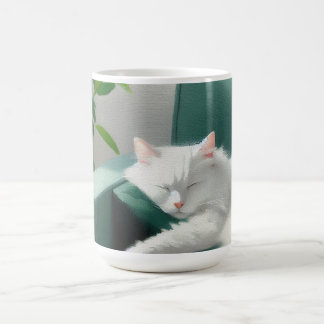 Målning av kattfiltning på en Grönt påse Kaffemugg