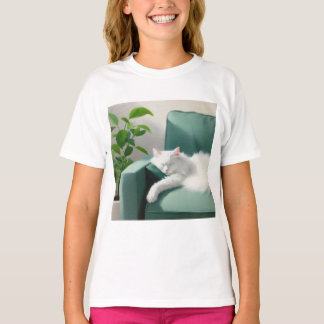 Målning av kattfiltning på en Grönt påse T Shirt