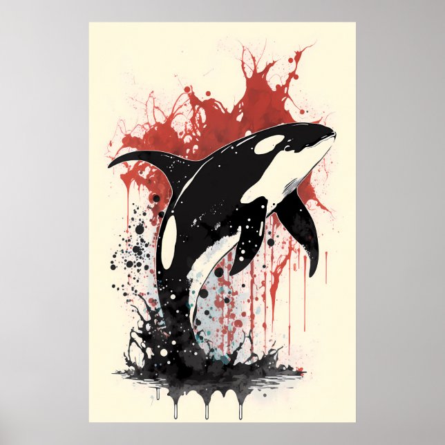Målning av Killer Whale Bläck Poster (Framsidan)