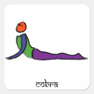 Målning av kobrayoga poserar med Sanskrit text Fyrkantigt Klistermärke