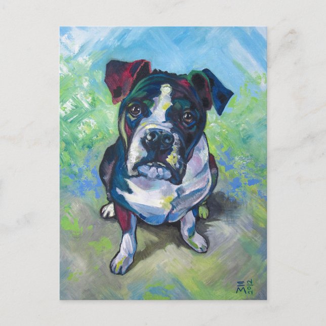 Målning av kute Pit Bull Vykort (Framsida)