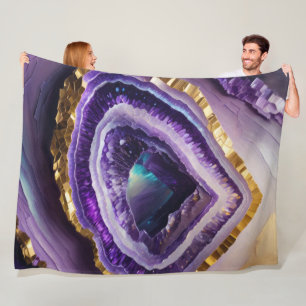 Målning av Lila Gemstone Geode Fleecefilt