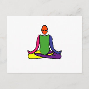 Målning av lotus yoga-attityd. vykort