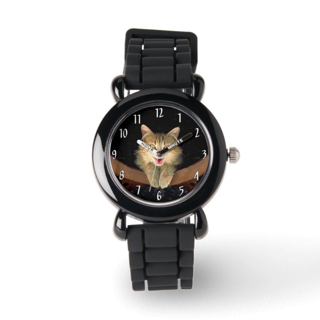 Målning av mattor - Cute Original Cat Art Armbandsur (Framsida)