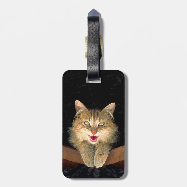 Målning av mattor - Cute Original Cat Art Bagagebricka (Baksidan Lodrät)