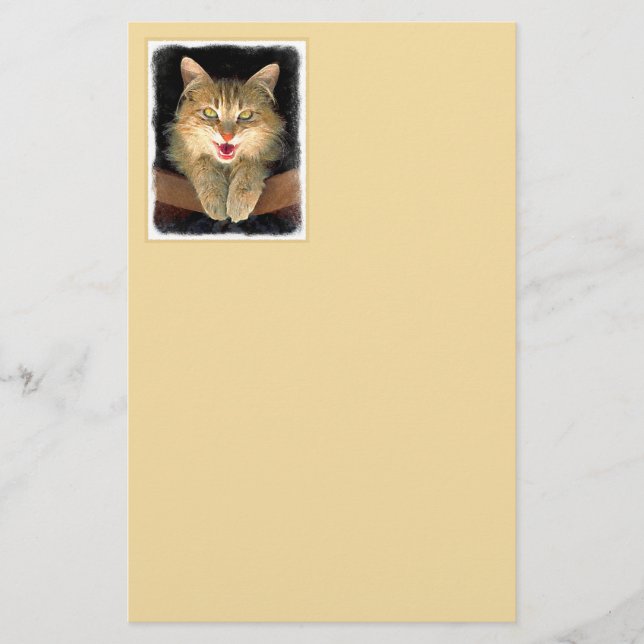 Målning av mattor - Cute Original Cat Art Brevpapper (Framsida)