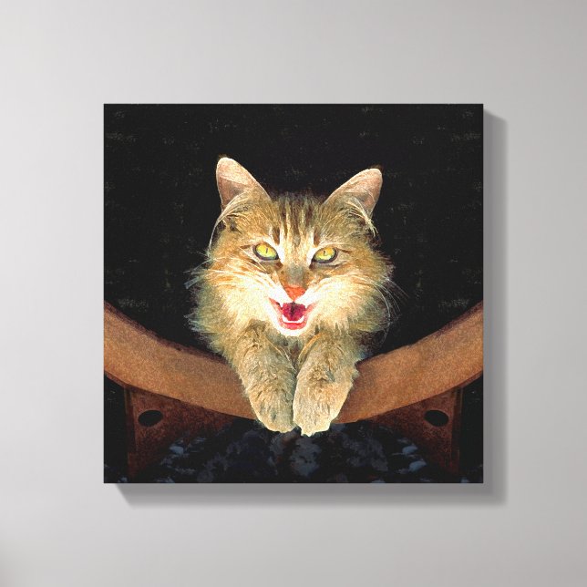Målning av mattor - Cute Original Cat Art Canvastryck (Framsida)