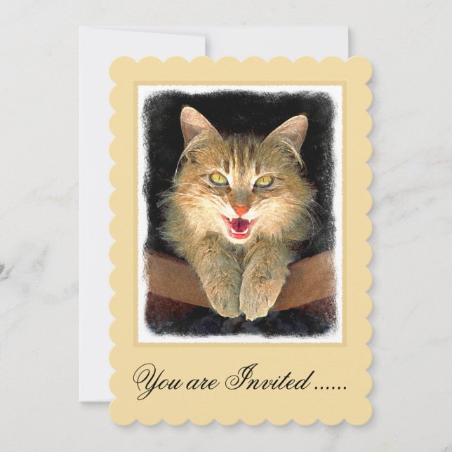 Målning av mattor - Cute Original Cat Art Inbjudningar (Framsida)
