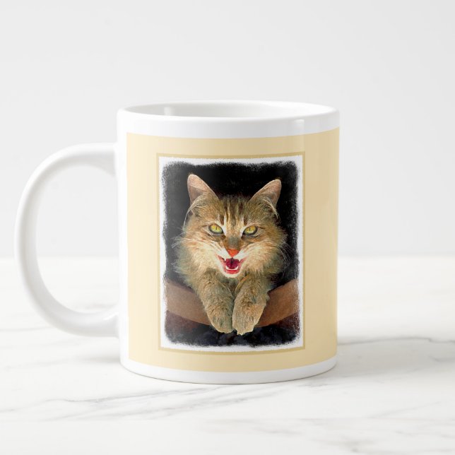 Målning av mattor - Cute Original Cat Art Jumbo Mugg (Vänster)