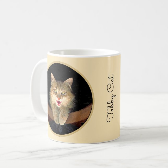 Målning av mattor - Cute Original Cat Art Kaffemugg (Framsida vänster)