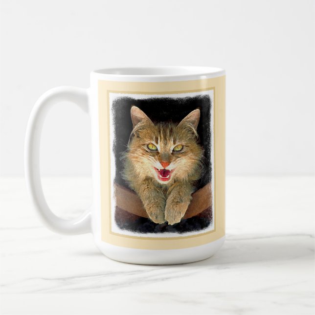 Målning av mattor - Cute Original Cat Art Kaffemugg (Vänster)