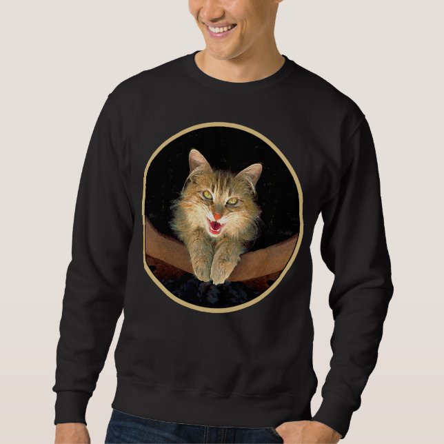 Målning av mattor - Cute Original Cat Art Lång Ärmad Tröja (Framsida)