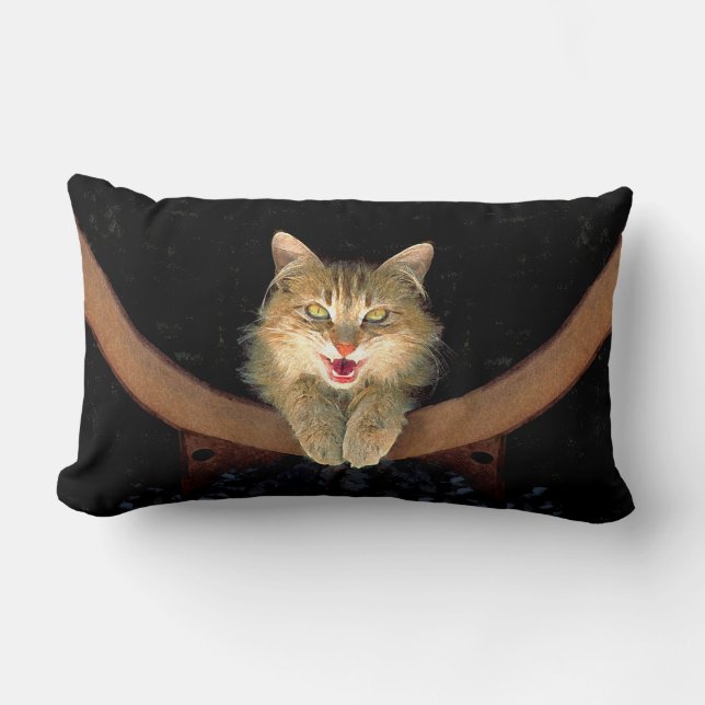 Målning av mattor - Cute Original Cat Art Lumbarkudde (Framsida)