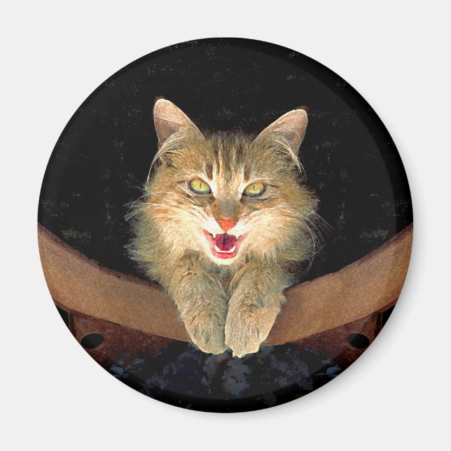 Målning av mattor - Cute Original Cat Art Magnet (Framsidan)