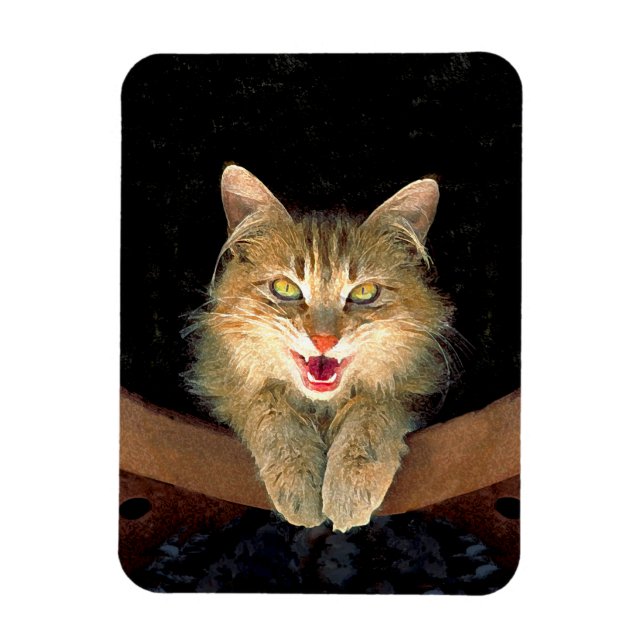 Målning av mattor - Cute Original Cat Art Magnet (Vertikal)