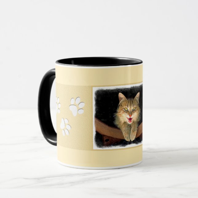 Målning av mattor - Cute Original Cat Art Mugg (Framsida vänster)