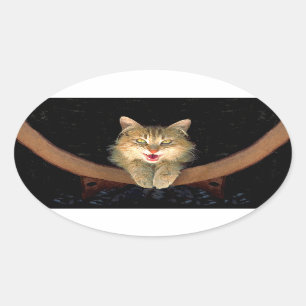 Målning av mattor - Cute Original Cat Art Ovalt Klistermärke