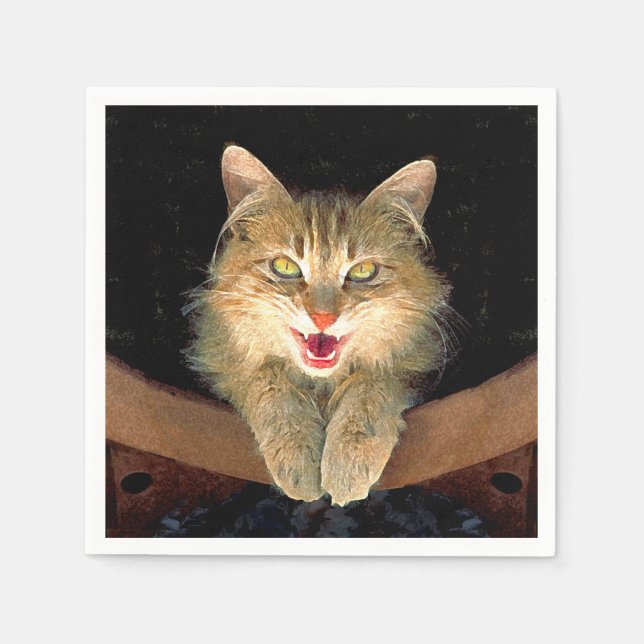 Målning av mattor - Cute Original Cat Art Pappersservett (Framsidan)