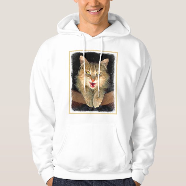 Målning av mattor - Cute Original Cat Art Sweatshirt Med Luva (Framsida)