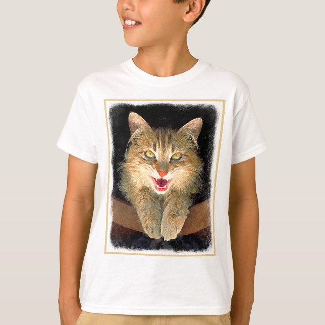 Målning av mattor - Cute Original Cat Art T Shirt (Framsida)