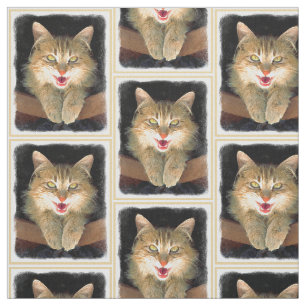 Målning av mattor - Cute Original Cat Art Tyg
