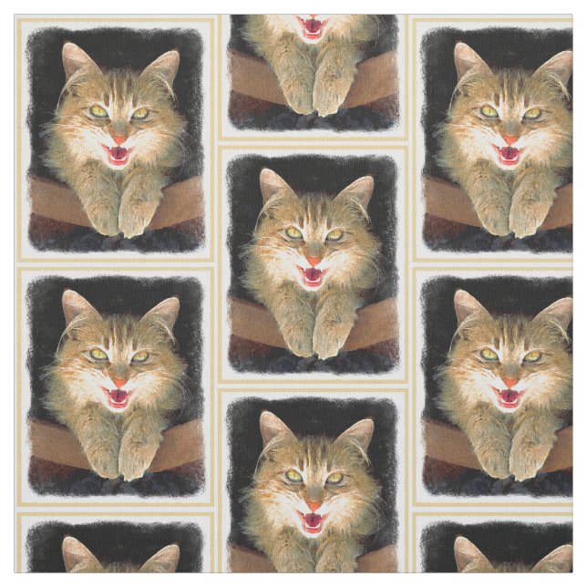 Målning av mattor - Cute Original Cat Art Tyg (Provkarta)