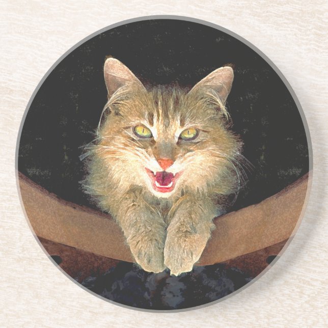 Målning av mattor - Cute Original Cat Art Underlägg (Framsidan)