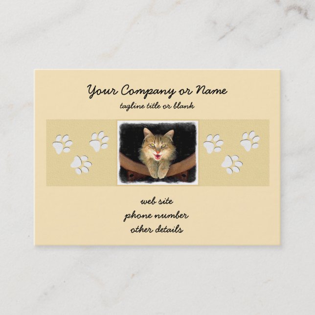 Målning av mattor - Cute Original Cat Art Visitkort (Framsida)