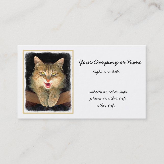 Målning av mattor - Cute Original Cat Art Visitkort (Framsida)