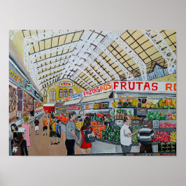 Målning av Mercado Central de Valencia av Alfred F Poster