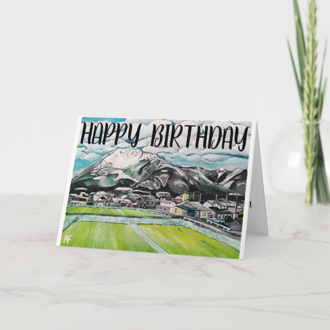 Målning av Mount Fuji av Alfred Fox Kort (Framsida)