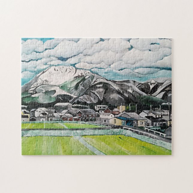 Målning av Mount Fuji av Alfred Fox Pussel (Horisontell)