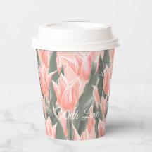 Målning av Namn monogram Peach Tulips för elegant-