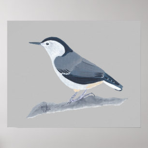 Målning av nötväcka på väggposters poster
