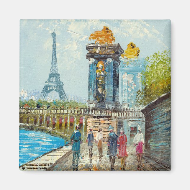 Målning av Paris Eiffel Torn Scene Magnet (Framsidan)